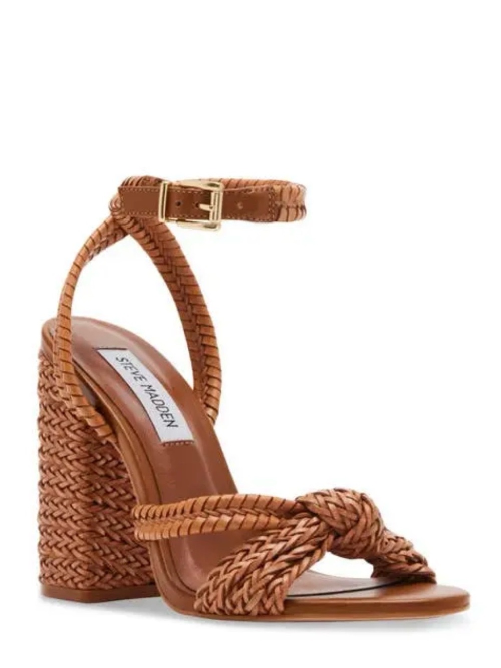 Steve Madden Malou Tan Braided Block Heel Sandal size 6 new